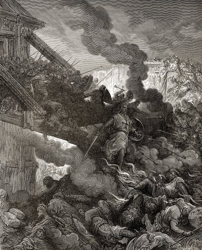 ゴッドフリー（c.1060-1100）がJFの「Bibliotheque des Croisades」のイラストからエルサレムに入る。ミショー、1877 作： Gustave Dore